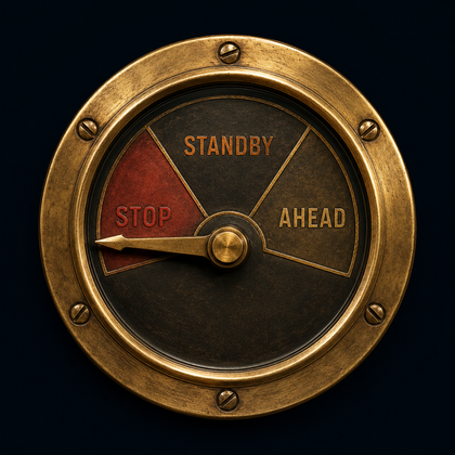 Helm status gauge pointed to STOP